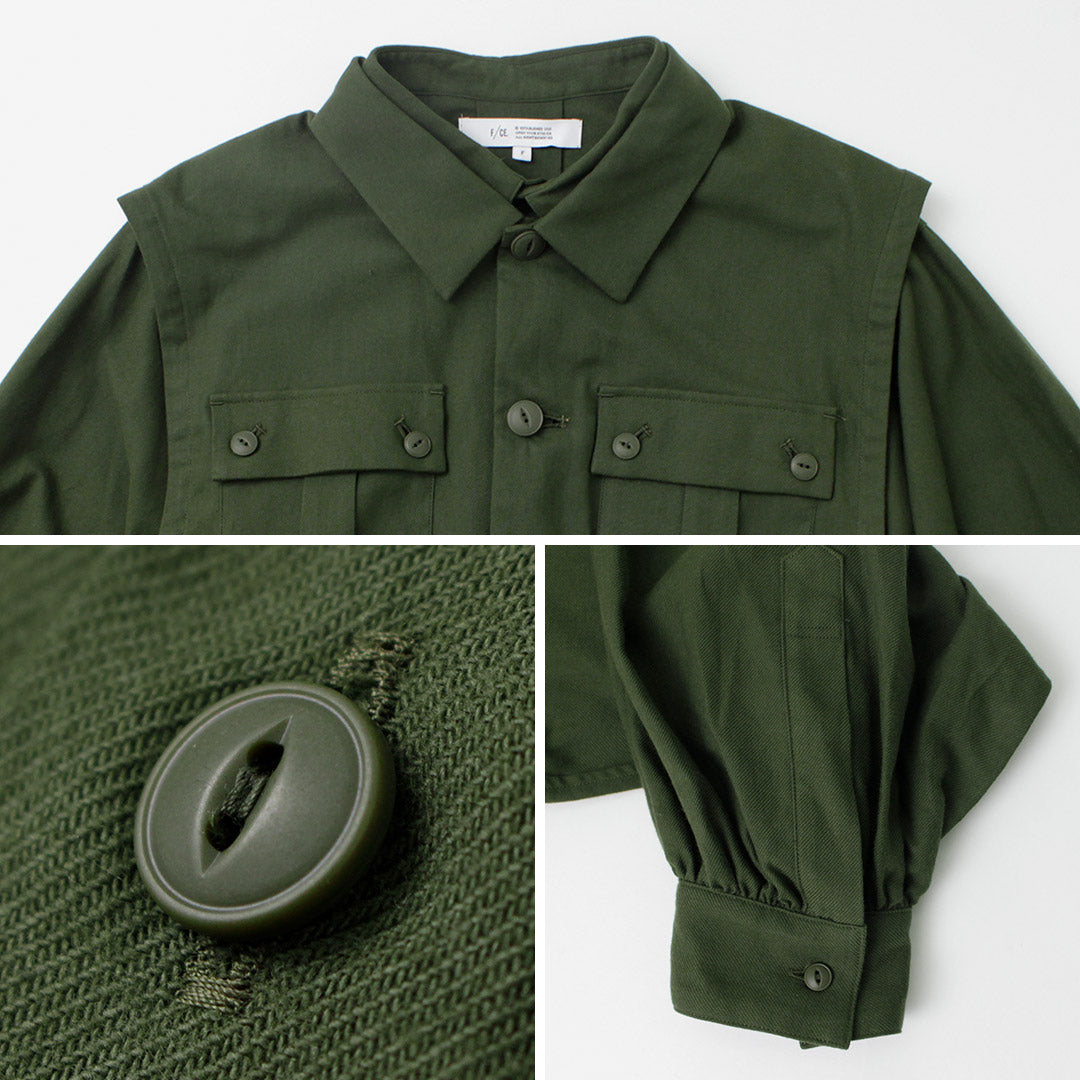 F/CE.（エフシーイー） レイヤード コットンシャツブルゾン レディース ミリタリー ベスト セット 3WAY 日本製 LAYERED OG COTTON SHIRT