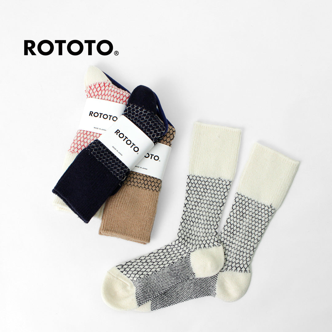 【30％OFF】ROTOTO（ロトト） R1433 ウーレンジャガード クルーソックス ポップコーン