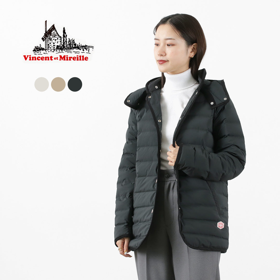 【30％OFF】VINCENT ET MIREILLE（ヴァンソン エ ミレイユ） WOMENS ステッチレス ダウンジャケット フードデタッチャブル  レディース アウター 2way 薄手 700FP STITCHLESS DOWN COAT【セール】