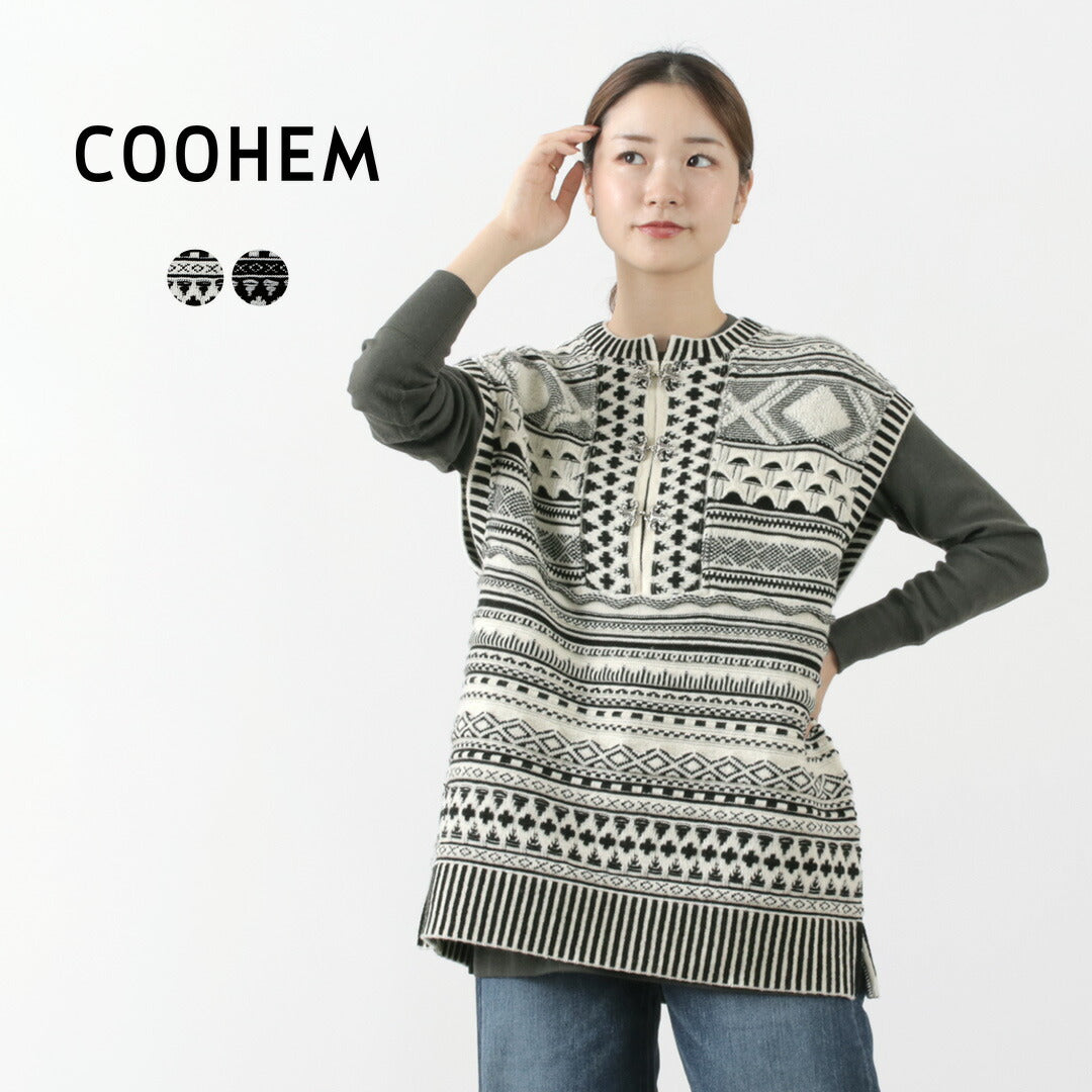 30％OFF】COOHEM（コーヘン） ノルウィージャン ニット ベスト レディース ウール ノルディック 北欧 クラシカル  ジオメトリッ｜ROCOCO ONLINE STORE