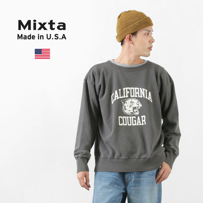 MIXTA（ミクスタ） ヴィンテージ プリント スウェット / カリフォルニアクーガー セットインスリーブ クルー トレーナー メンズ レディース 長袖 アメリカ製 CALIFORNIA COUGAR Crew Neck Sweat set-in Sleeve クリスマス プレゼント ギフト