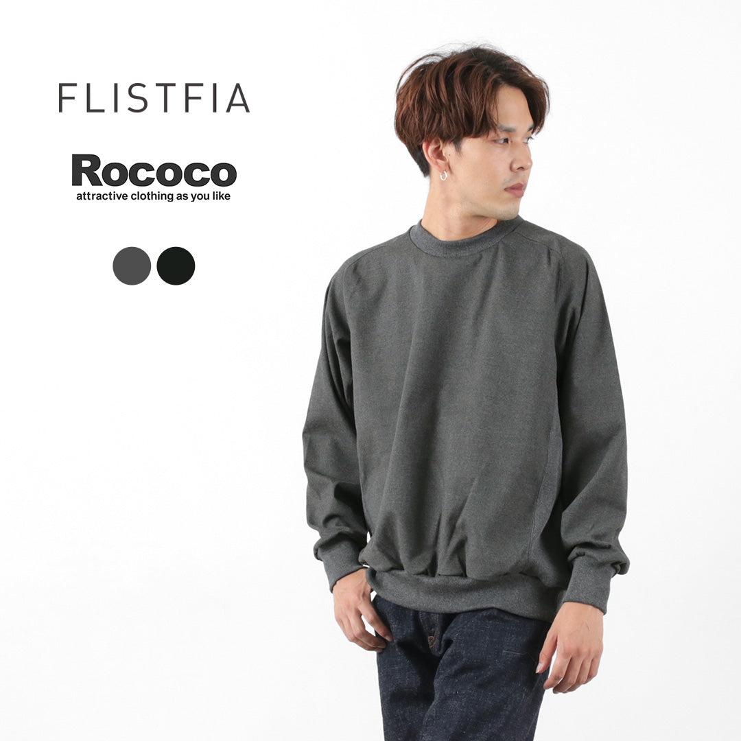 【30％OFF】FLISTFIA（フリストフィア） 別注 スポーティー プルオーバー 微起毛タイプ メンズ スウェット トレーナー クルーネック セットアップ ラグラン ゆったり レーヨン 日本製 SPORTY PULL OVER【セール】