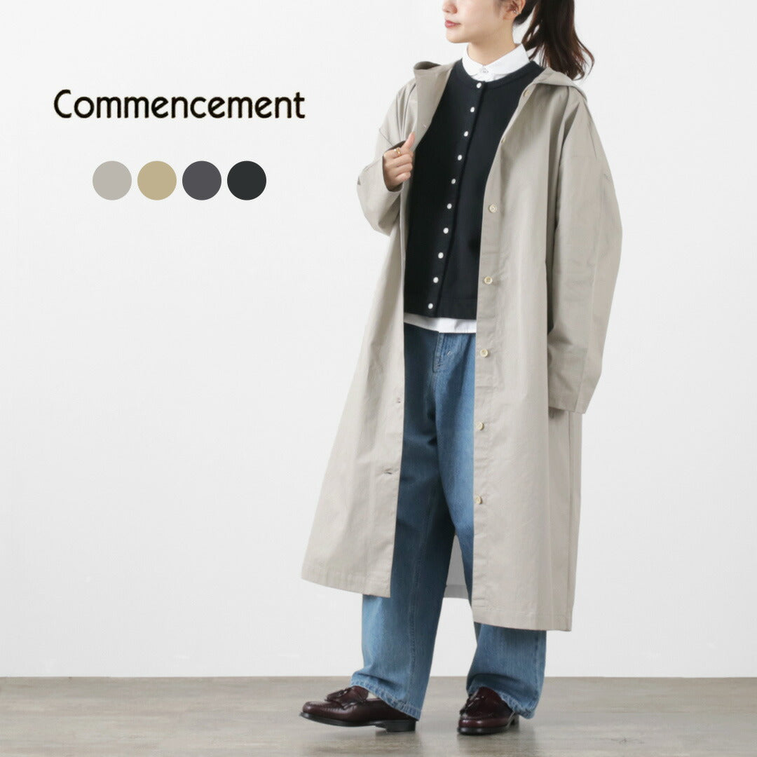 COMMENCEMENT（コメンスメント） フーデッド シャツコート / アウター ロング レディース フード 長袖 日本製 ゆったり 綿 コットン  C-196 Hooded shirt coat