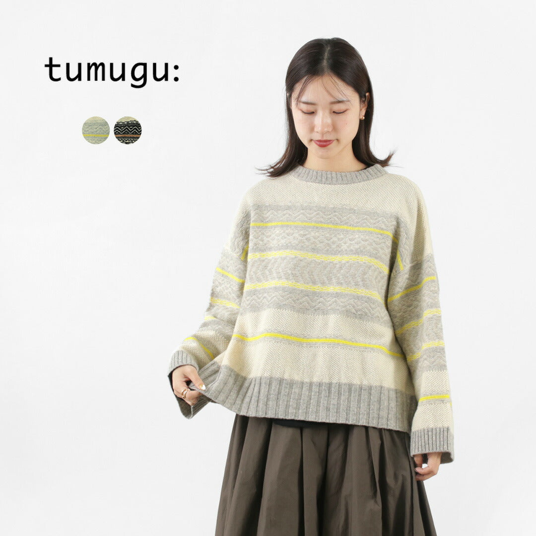 【30％OFF】TUMUGU（ツムグ） 総柄ジャガード 2wayプルオーバー