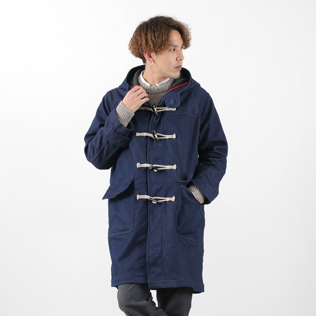 FOB FACTORY（FOBファクトリー） インディゴ ダッフルコート メンズ アウター 二十織デニム ウール 経年変化 日本製 INDIGO  DUFFLE COAT