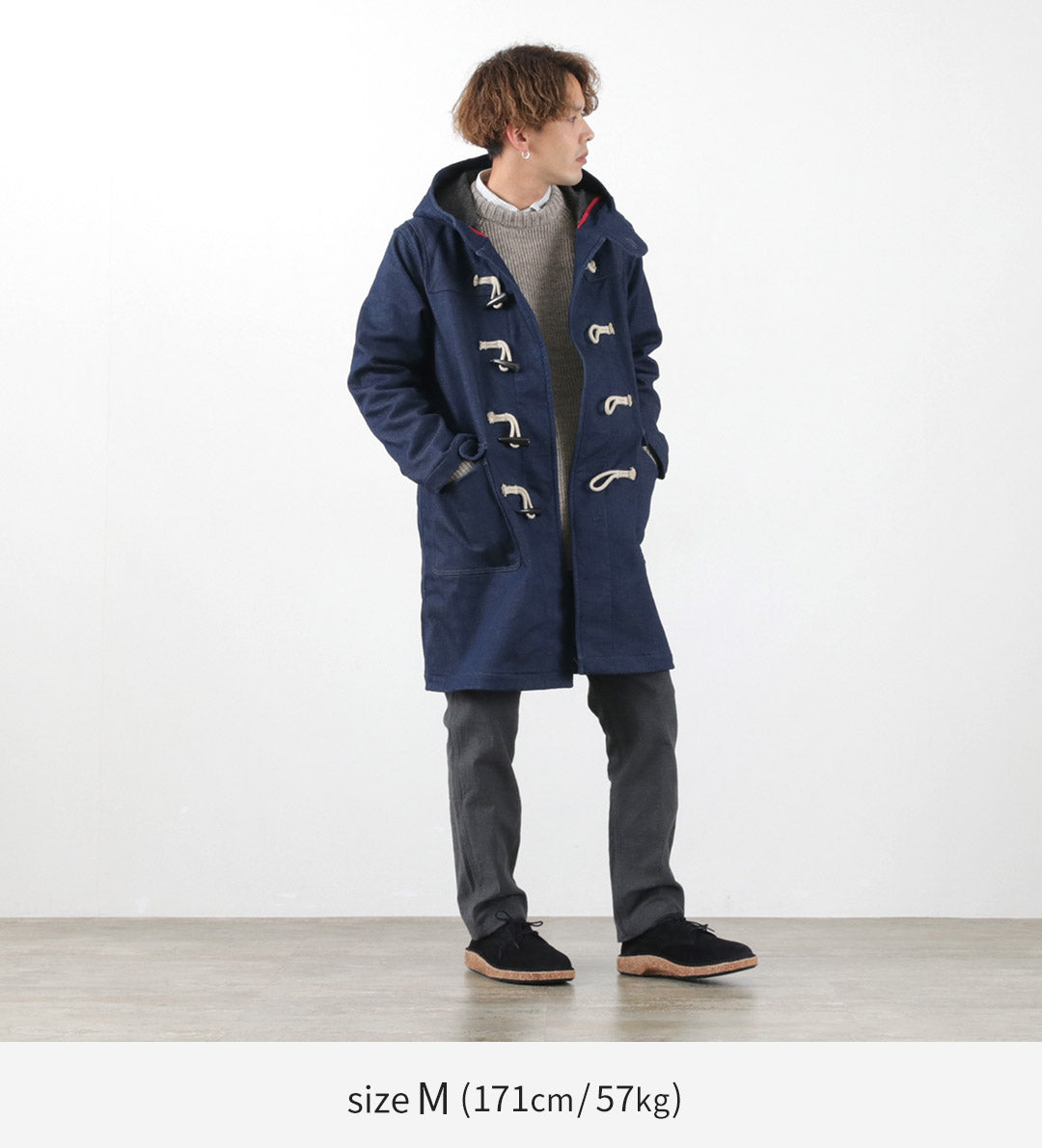 FOB FACTORY（FOBファクトリー） インディゴ ダッフルコート メンズ アウター 二十織デニム ウール 経年変化 日本製 INDIGO DUFFLE COAT