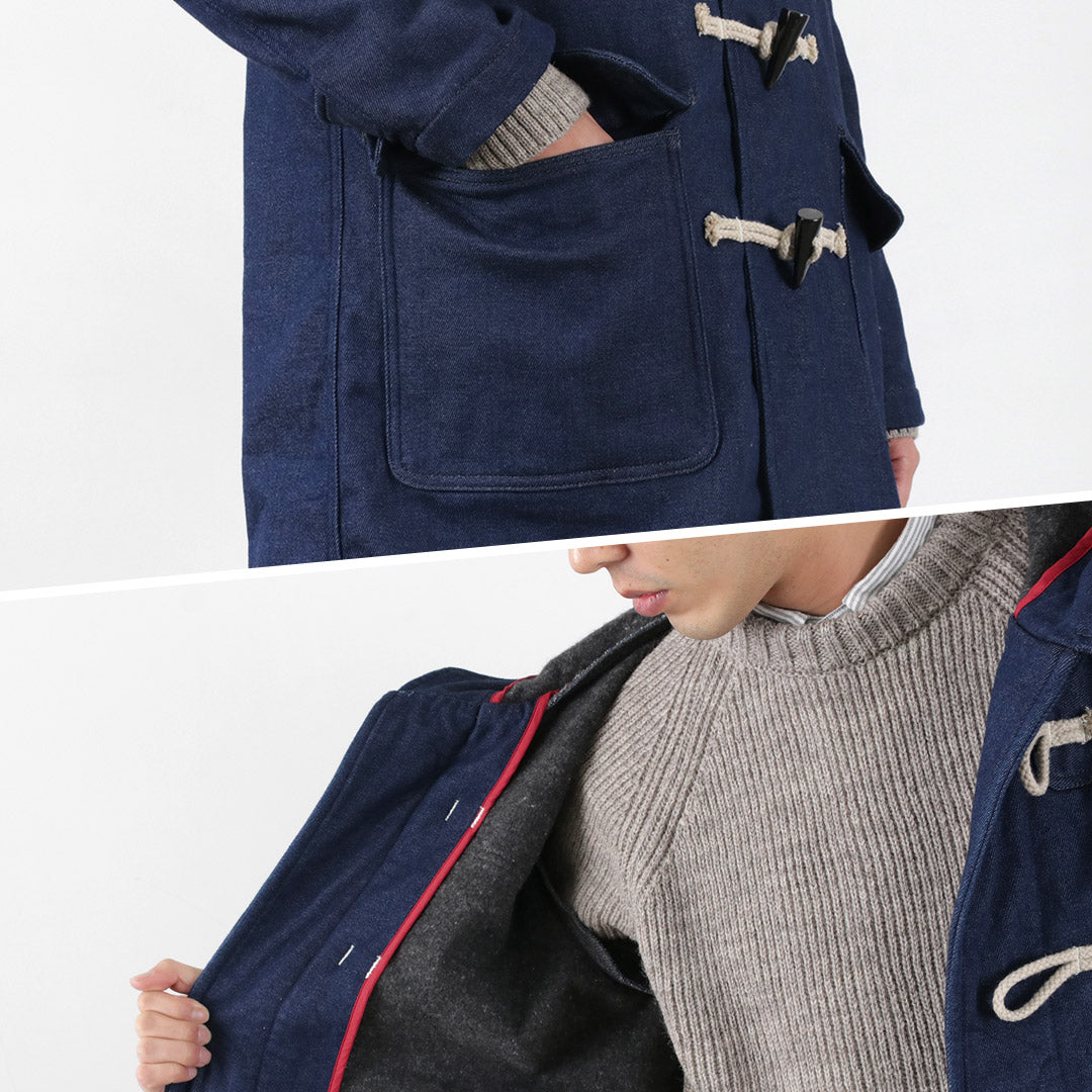 FOB FACTORY（FOBファクトリー） インディゴ ダッフルコート メンズ アウター 二十織デニム ウール 経年変化 日本製 INDIGO DUFFLE COAT クリスマス プレゼント ギフト