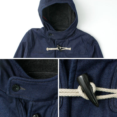FOB FACTORY（FOBファクトリー） インディゴ ダッフルコート メンズ アウター 二十織デニム ウール 経年変化 日本製 INDIGO DUFFLE COAT クリスマス プレゼント ギフト