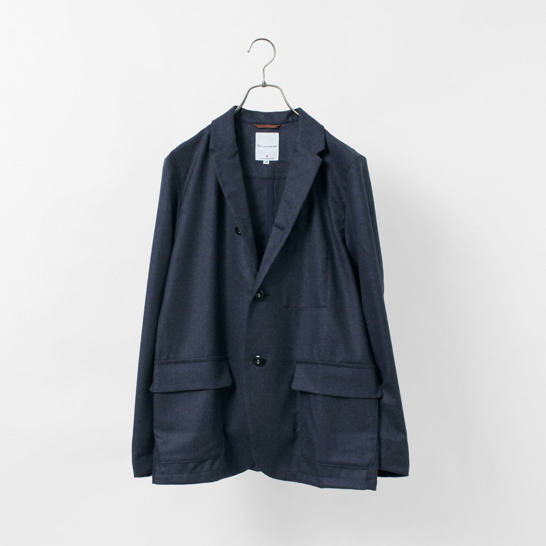 RE MADE IN TOKYO JAPAN（アールイー） ウールフランネル カバーオール ジャケット メンズ ビジネス 細身 ストレッチ WOOL FLANNEL COVER ALL JACKET クリスマス プレゼント ギフト