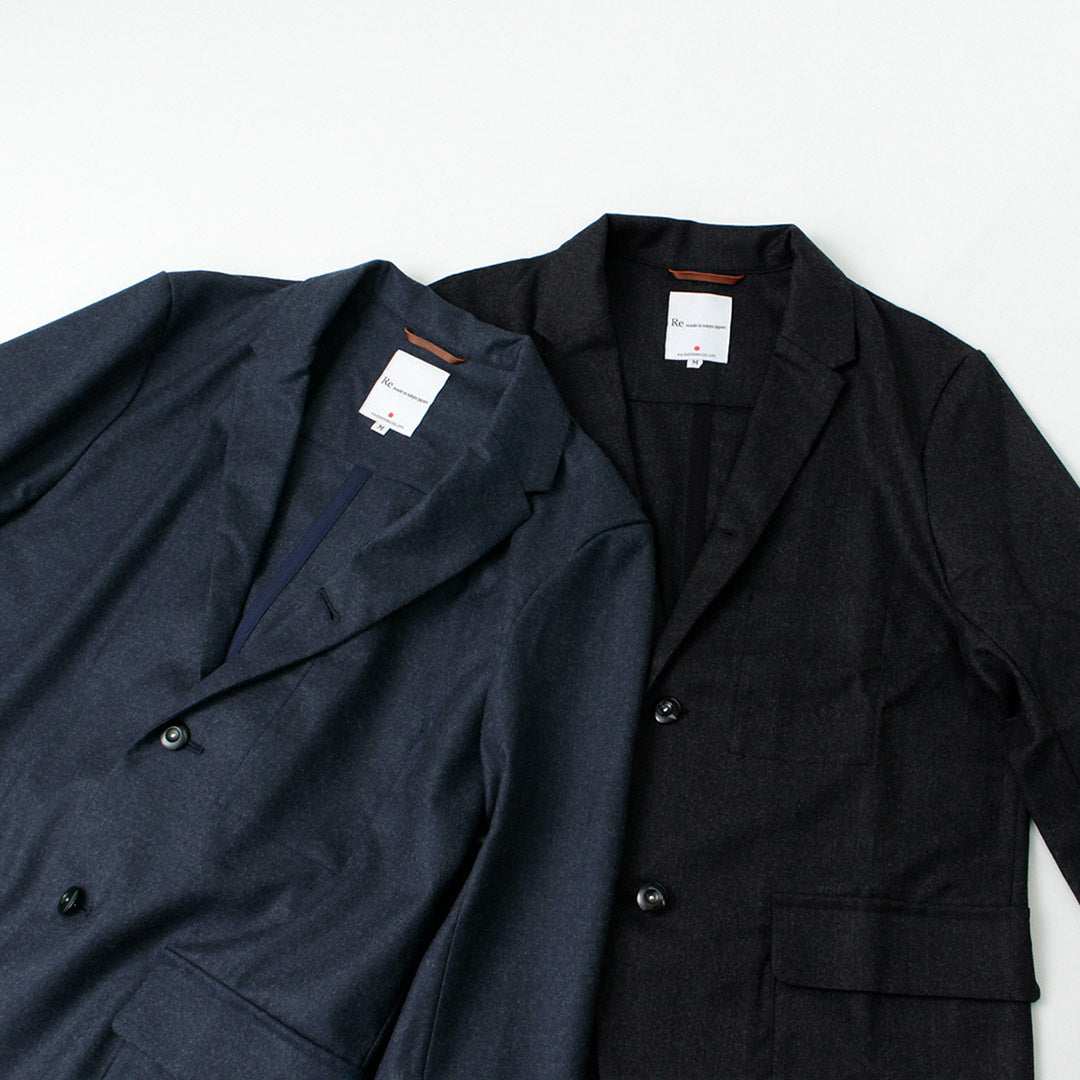 RE MADE IN TOKYO JAPAN（アールイー） ウールフランネル カバーオール ジャケット メンズ ビジネス 細身 ストレッチ WOOL FLANNEL COVER ALL JACKET クリスマス プレゼント ギフト