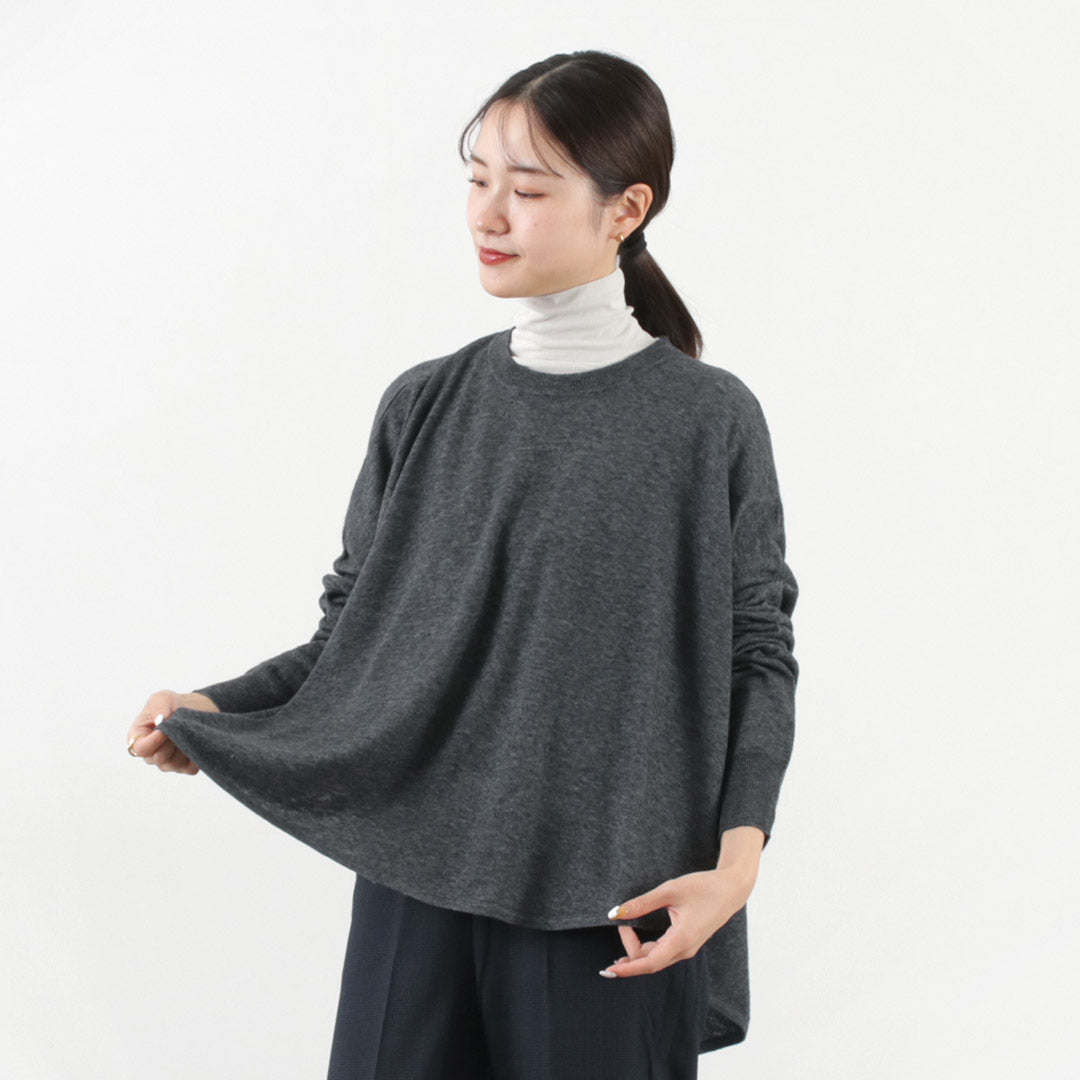 MIZUIRO IND（ミズイロインド） クルーネック フロントシーム プルオーバー レディース トップス ニット 無地 ウール ハイゲージ crew neck front seam P/O クリスマス プレゼント ギフト