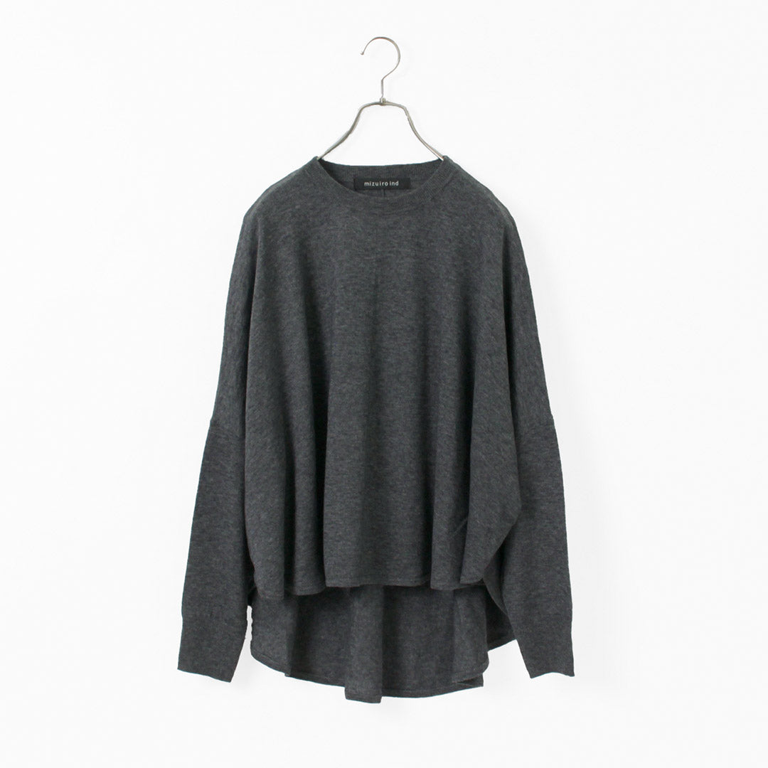 MIZUIRO IND（ミズイロインド） クルーネック フロントシーム プルオーバー レディース トップス ニット 無地 ウール ハイゲージ crew neck front seam P/O クリスマス プレゼント ギフト