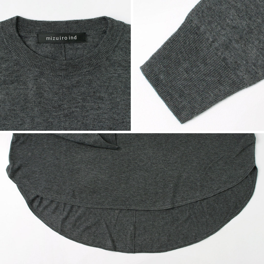 MIZUIRO IND（ミズイロインド） クルーネック フロントシーム プルオーバー レディース トップス ニット 無地 ウール ハイゲージ crew neck front seam P/O クリスマス プレゼント ギフト