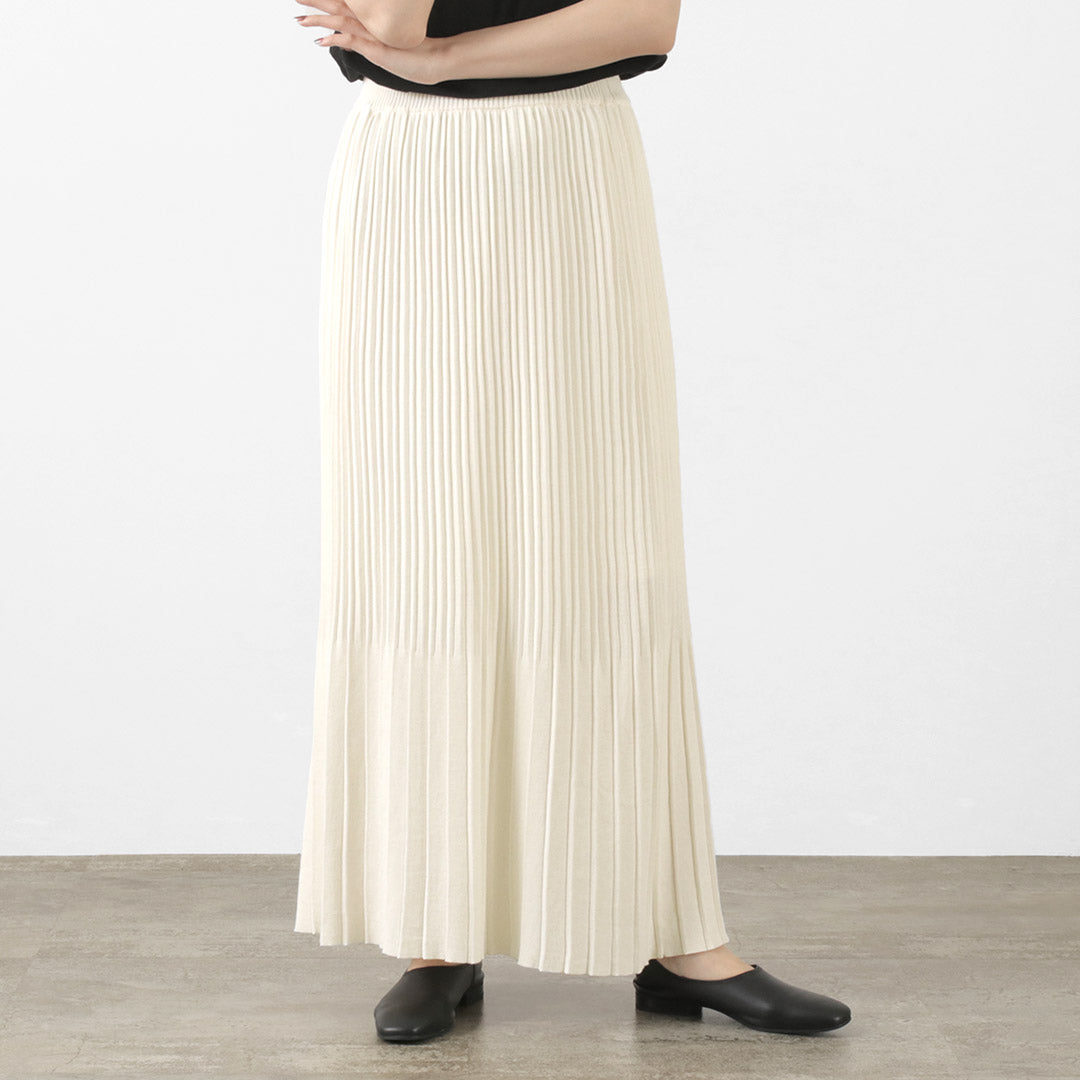 SHINZONE（シンゾーン） ニット プリーツスカート ロング コットン ウエストゴム 無地 レディース 22MMSSK05 KNIT PLEATS  SKIRT