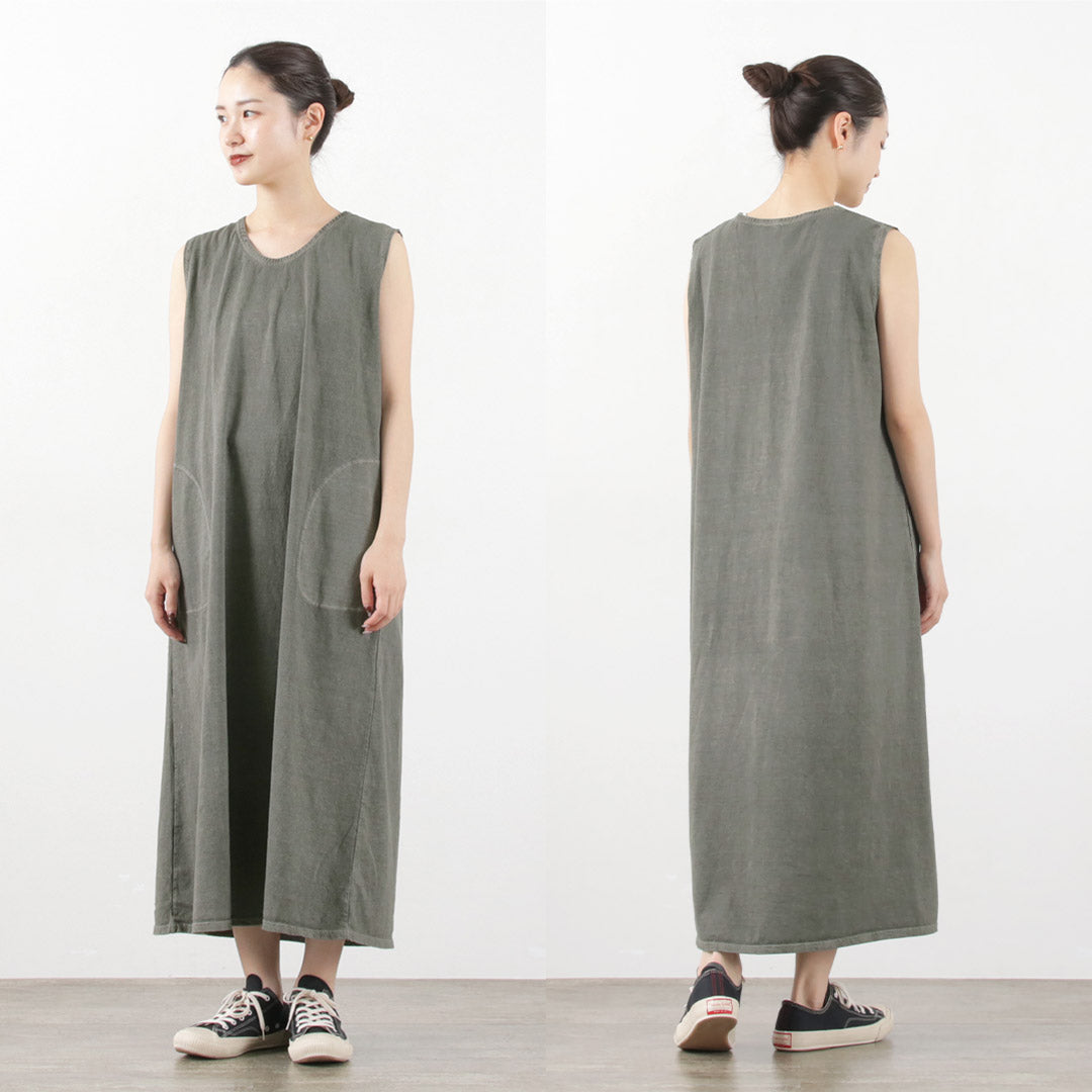 GOOD ON（グッドオン） テント ティードレス / ワンピース Aライン ロング丈 ノースリーブ 綿 USAコットン ピグメントダイ TENT TEE DRESS