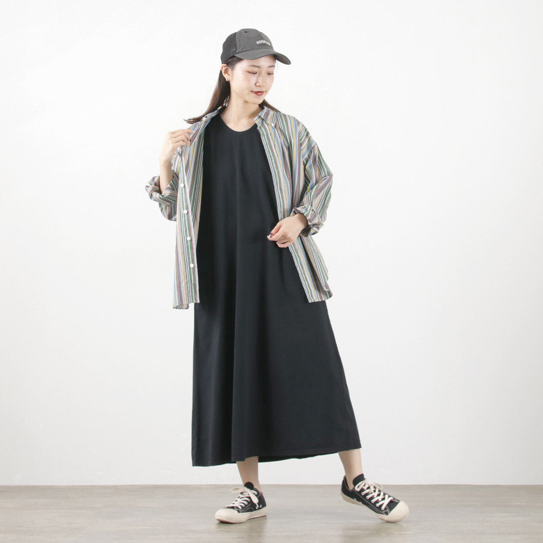 GOOD ON（グッドオン） テント ティードレス / ワンピース Aライン ロング丈 ノースリーブ 綿 USAコットン ピグメントダイ TENT TEE DRESS