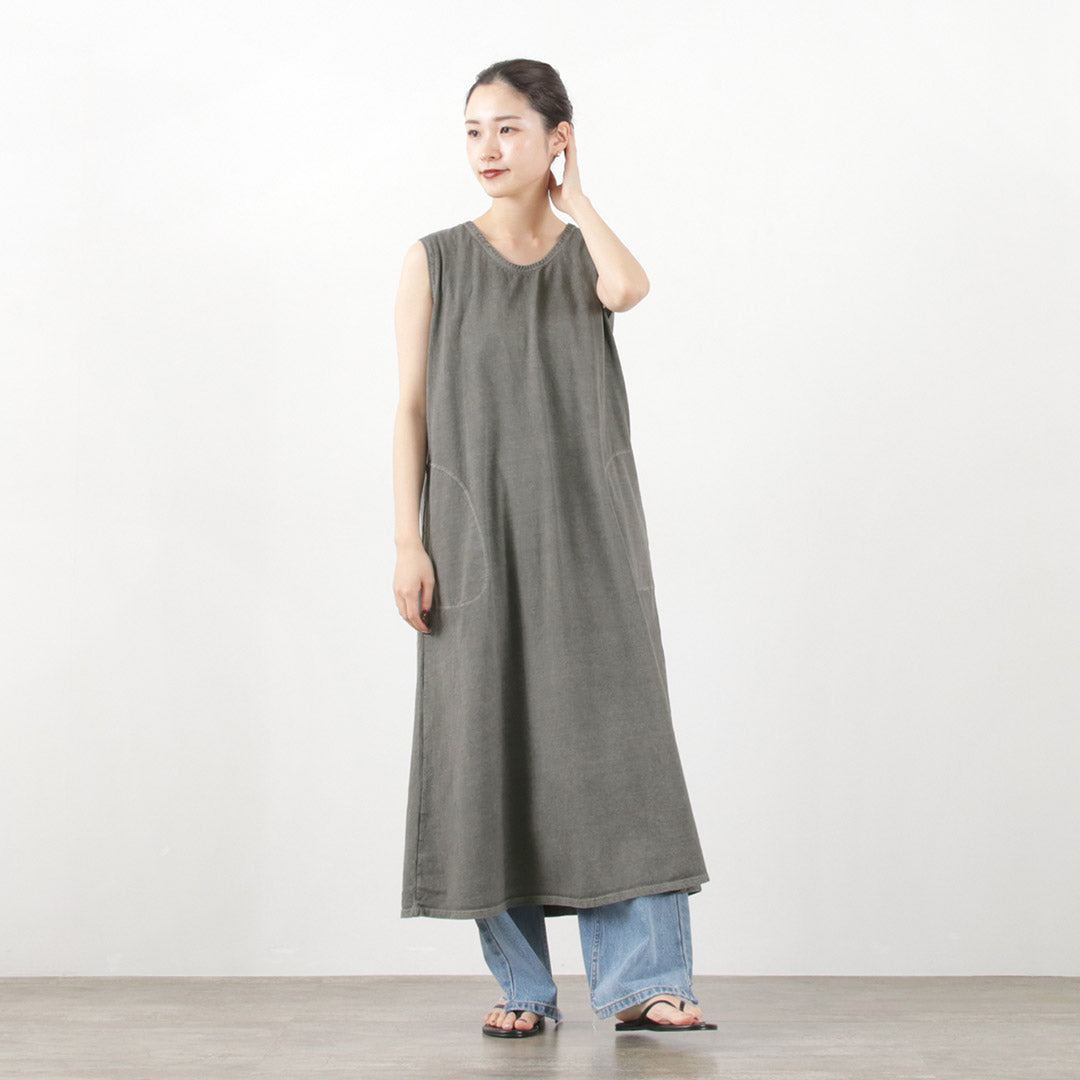 GOOD ON（グッドオン） テント ティードレス / ワンピース Aライン ロング丈 ノースリーブ 綿 USAコットン ピグメントダイ TENT TEE DRESS