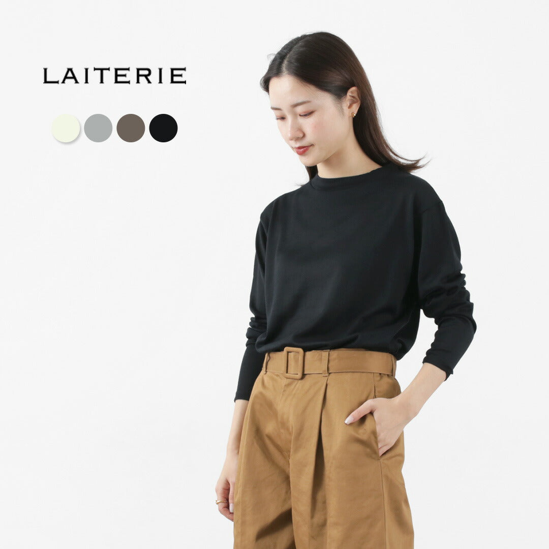 【50％OFF】LAITERIE（レイトリー） WOOL天竺 モックネック プルオーバー レディース トップス カットソー 長袖 インナー 日本製【セール】