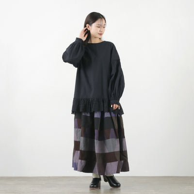 【まとめ買いで最大30％OFFクーポン】【50％OFF】TUMUGU（ツムグ） コットンキャンブリック起毛 2WAY 裾レース ブラウス レディース 長袖 綿【セール】 クリスマス プレゼント ギフト
