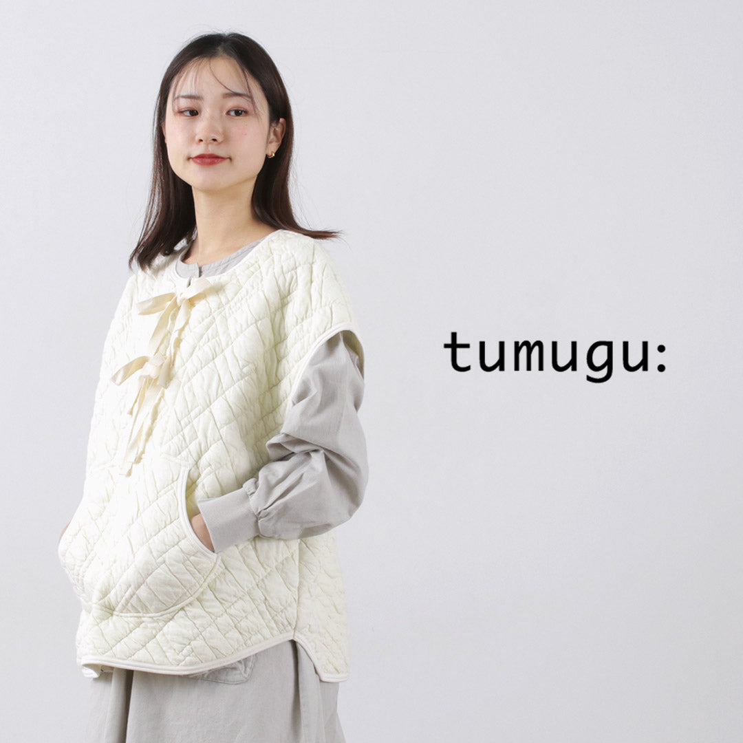 【30％OFF】TUMUGU（ツムグ） ストレッチキルトダイヤ柄 中綿ベスト