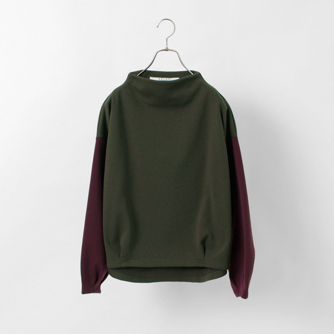 KELEN（ケレン） バイカラー モックネックトップス レディース 長袖 スウェット 裏起毛 トレーナー VALL BICOLOR MOCK NECK TOPS