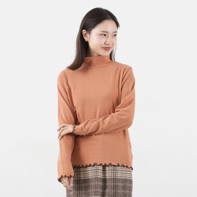 【まとめ買いで最大30％OFFクーポン】【20％OFF】KELEN（ケレン） ハイネックトップス メローヘム レディース カットソー インナー ロンT 長袖 NOIR HIGH NECK TOPS【セール】 クリスマス プレゼント ギフト