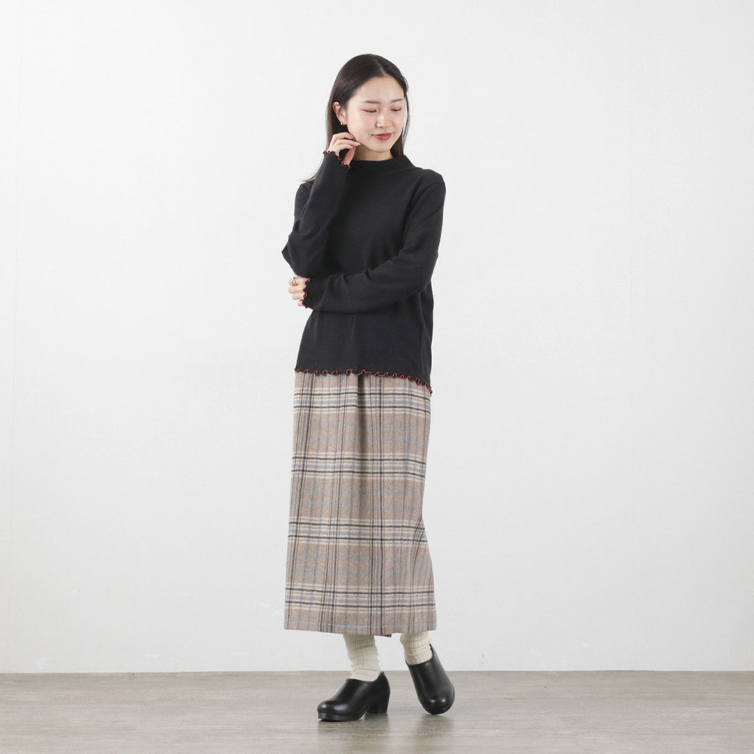 KELEN（ケレン） ハイネックトップス メローヘム レディース カットソー インナー ロンT 長袖 NOIR HIGH NECK TOPS