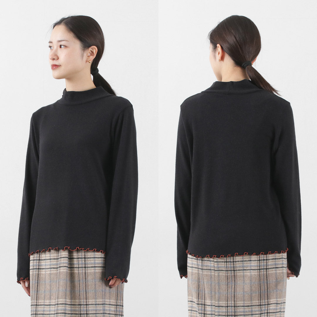 KELEN（ケレン） ハイネックトップス メローヘム レディース カットソー インナー ロンT 長袖 NOIR HIGH NECK TOPS