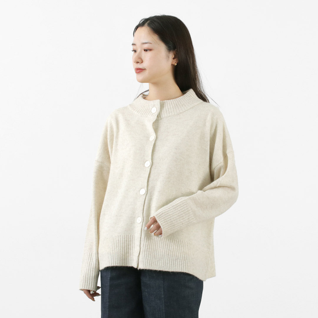 MAO MADE（マオメイド） アンゴラブレンド クルーネックカーディガン レディース トップス 羽織り ニット ゆったり 暖かい ウール オフィス 丸首 クリスマス プレゼント ギフト