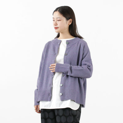 MAO MADE（マオメイド） アンゴラブレンド クルーネックカーディガン レディース トップス 羽織り ニット ゆったり 暖かい ウール オフィス 丸首 クリスマス プレゼント ギフト
