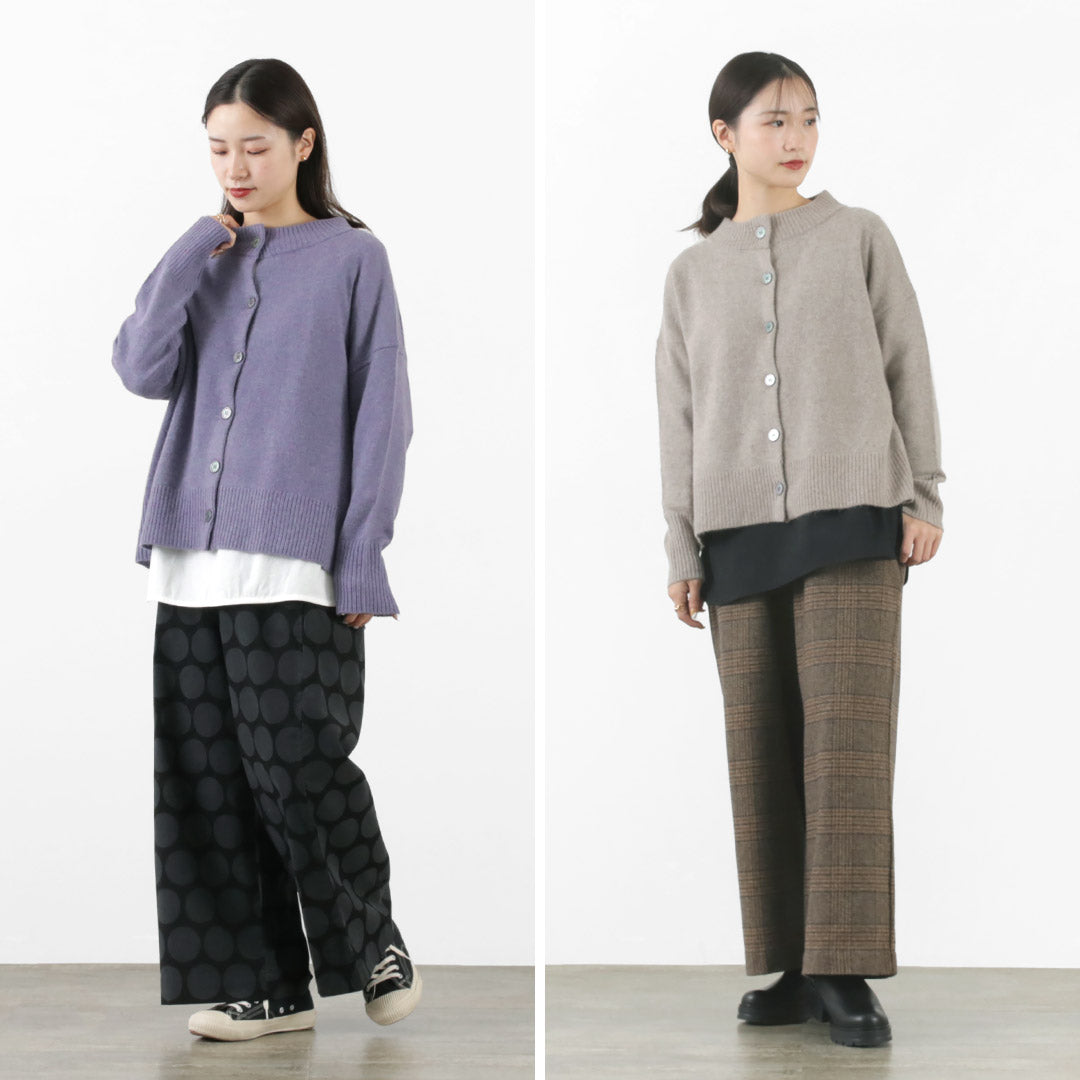 MAO MADE（マオメイド） アンゴラブレンド クルーネックカーディガン レディース トップス 羽織り ニット ゆったり 暖かい ウール オフィス 丸首 クリスマス プレゼント ギフト