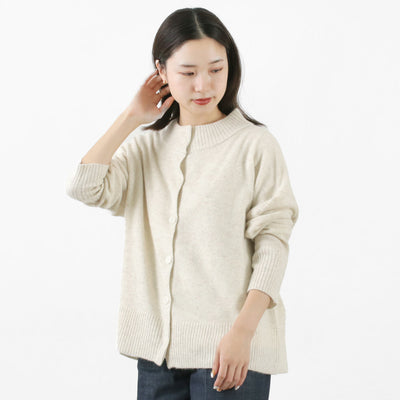 MAO MADE（マオメイド） アンゴラブレンド クルーネックカーディガン レディース トップス 羽織り ニット ゆったり 暖かい ウール オフィス 丸首 クリスマス プレゼント ギフト
