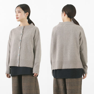MAO MADE（マオメイド） アンゴラブレンド クルーネックカーディガン レディース トップス 羽織り ニット ゆったり 暖かい ウール オフィス 丸首 クリスマス プレゼント ギフト