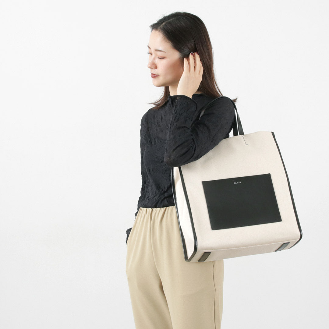 YAHKI（ヤーキ） キャンバス×レザーコンビ トート ラージ / CANVAS レディース バッグ 鞄 カバン 縦型 通勤 オフィス A4収納 ビジネス クリスマス プレゼント ギフト