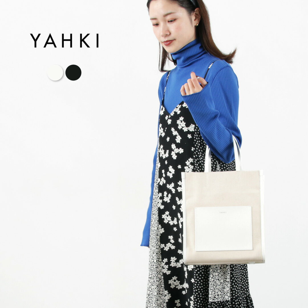 【30％OFF】YAHKI（ヤーキ） キャンバス×レザーコンビ トート スモール CANVAS / レディース バッグ 鞄 カバン 縦型 通勤  オフィス ビジネス【セール】