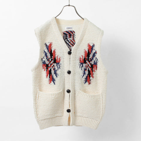 完売】Coohem ニット コート ネイティブ柄 米富繊維 /定価 10万 完売】Coohem ニット コート ネイティブ柄 米富繊維 /定価 10万