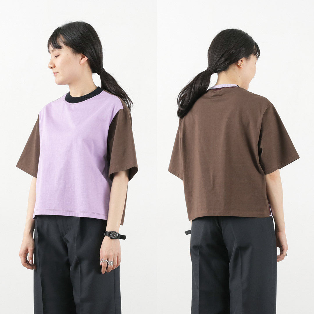 【20％OFF】COOHEM（コーヘン） ニットサイドライン Tシャツ / レディース 半袖 配色 カットソー トップス 米冨 YONETOMI KNIT SIDELINE T-SHIRT【セール】