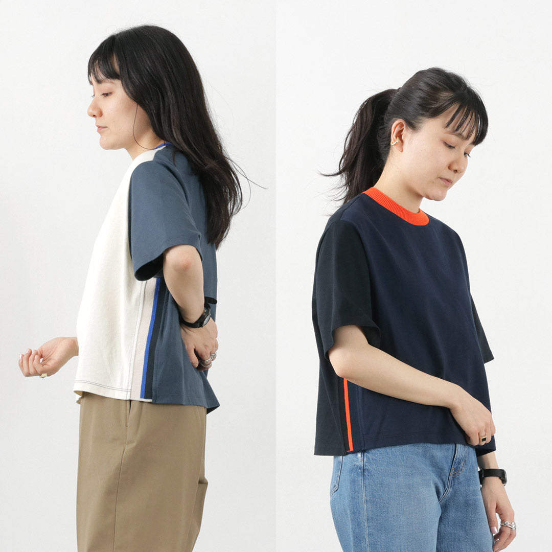 【20％OFF】COOHEM（コーヘン） ニットサイドライン Tシャツ / レディース 半袖 配色 カットソー トップス 米冨 YONETOMI KNIT SIDELINE T-SHIRT【セール】