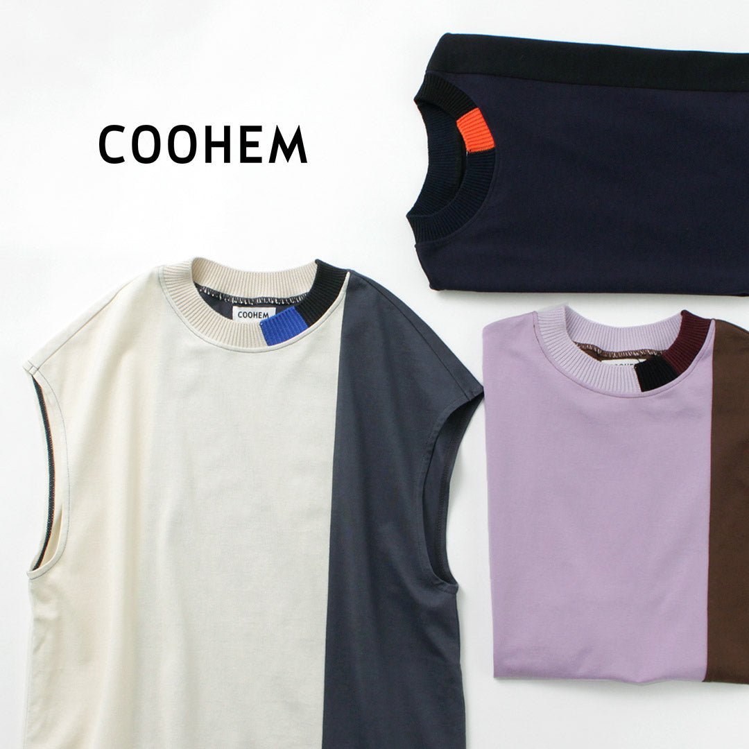 【30％OFF】COOHEM（コーヘン） ストライプリブニット コンビTシャツ