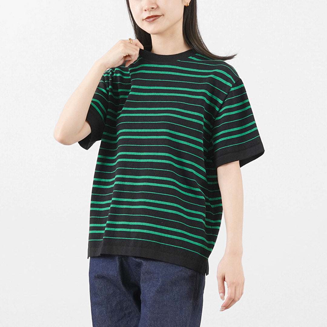 【20％OFF】YONETOMI NEW BASIC（ヨネトミニューベーシック） ライト ウェーブコットン ニット プルオーバーTシャツ