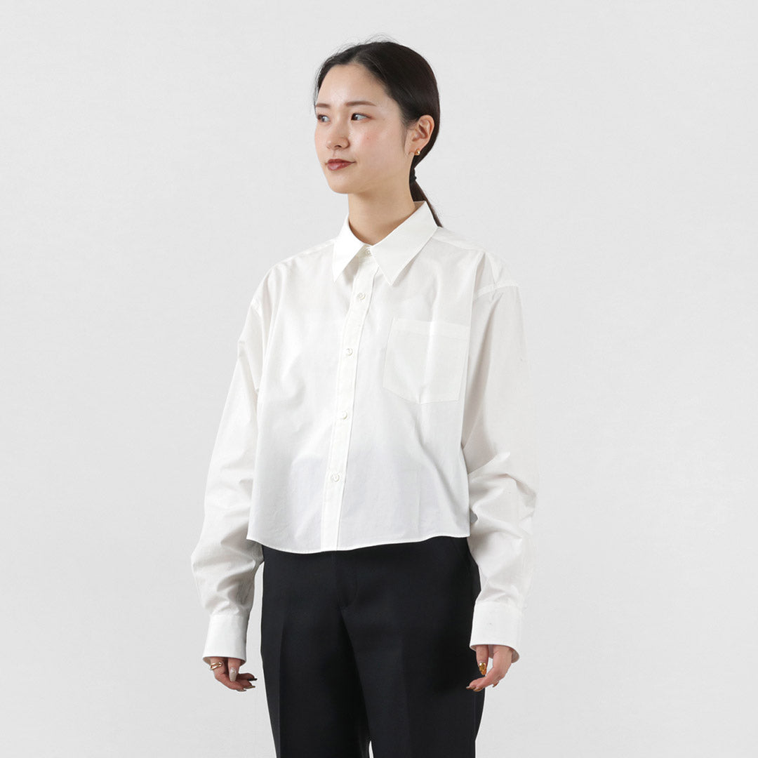 SHINZONE（シンゾーン） ショートシャツ / レディース 長袖 襟付き ショート丈 無地 綿 コットン 23SMSBL02 SHORT SHIRTS