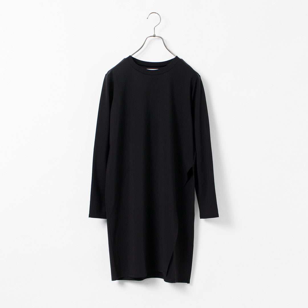 【まとめ買いで最大30％OFFクーポン】【50％OFF】MIDIUMISOLID（ミディウミソリッド） アシンメトリー サイドスリット チュニック / レディース カットソー 長袖 Tシャツ クルーネック 無地 日本製 asymmetry side slit tunic【セール】 クリスマス プレゼント ギフト