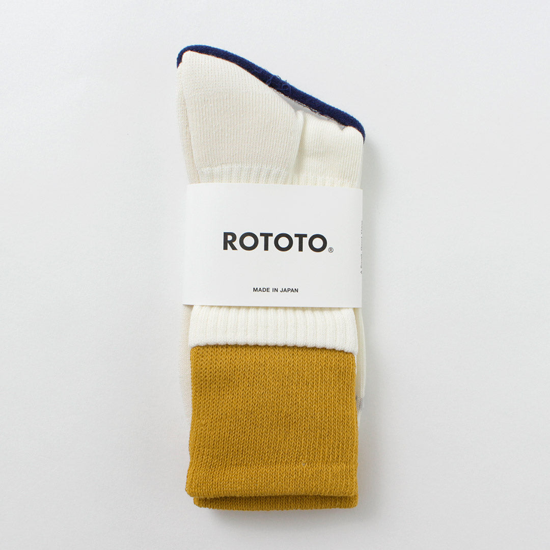 【30％OFF】ROTOTO（ロトト） R1421 オーガニックコットン ダブルレイヤー クルーソックス