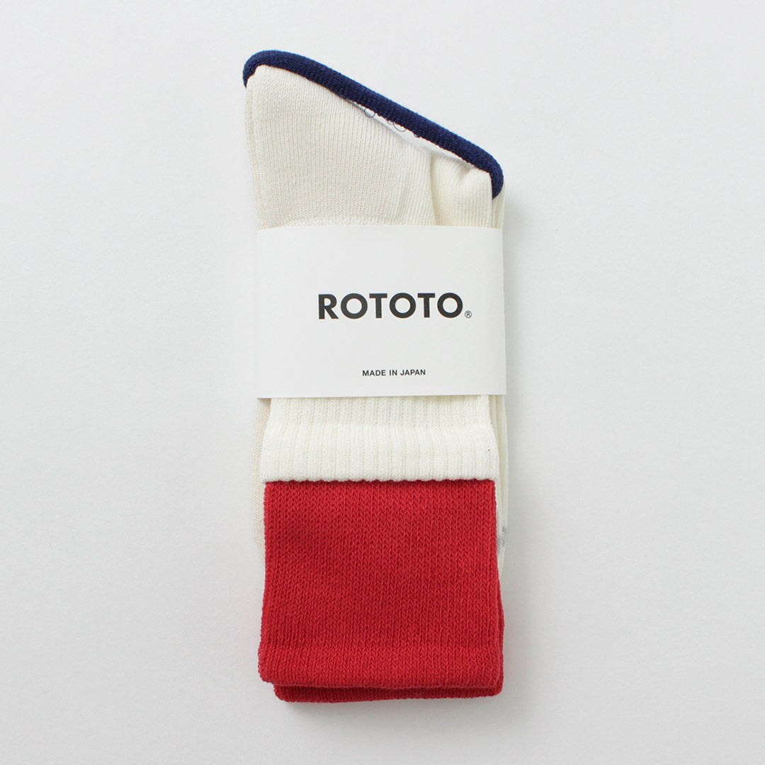 【30％OFF】ROTOTO（ロトト） R1421 オーガニックコットン ダブルレイヤー クルーソックス