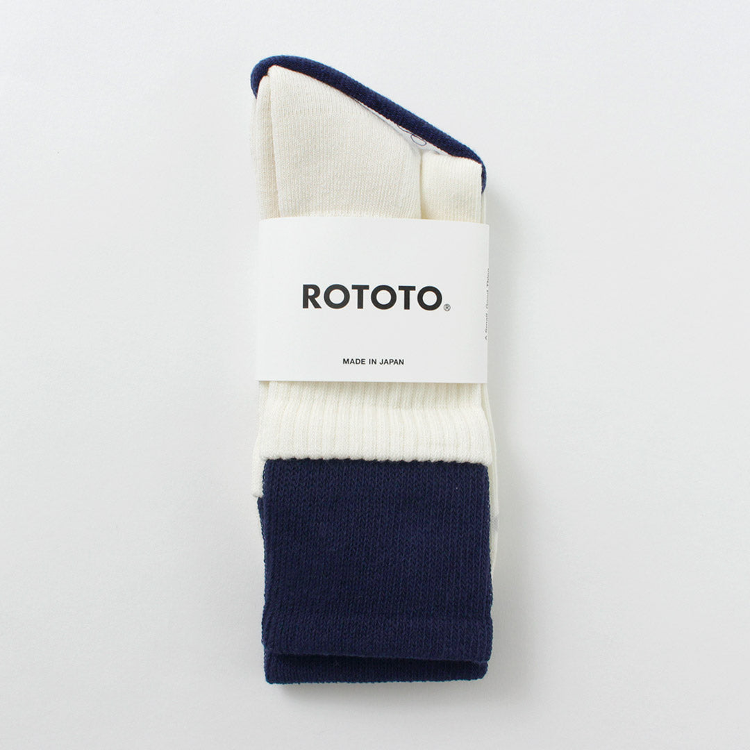 【30％OFF】ROTOTO（ロトト） R1421 オーガニックコットン ダブルレイヤー クルーソックス