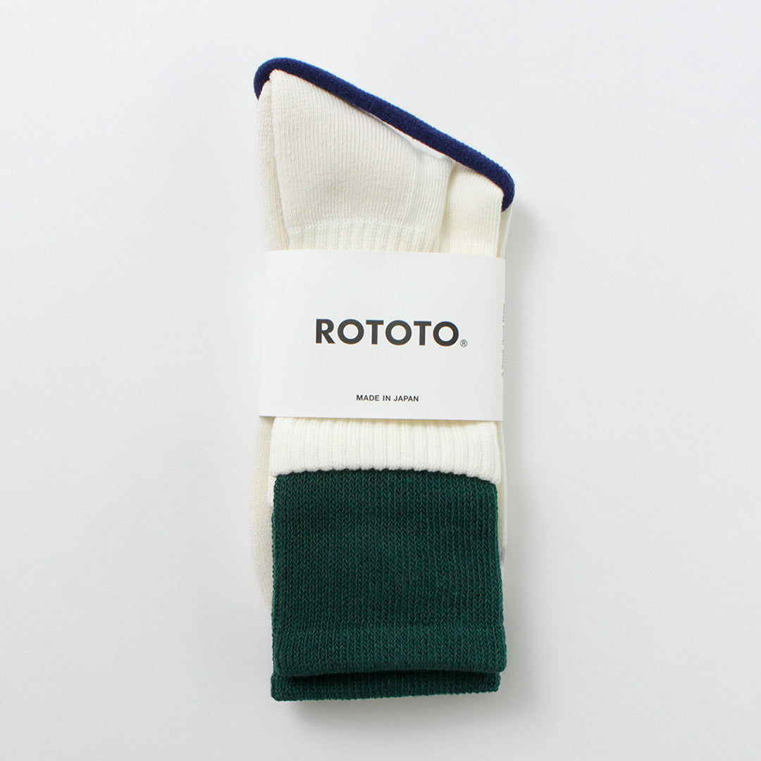 【30％OFF】ROTOTO（ロトト） R1421 オーガニックコットン ダブルレイヤー クルーソックス