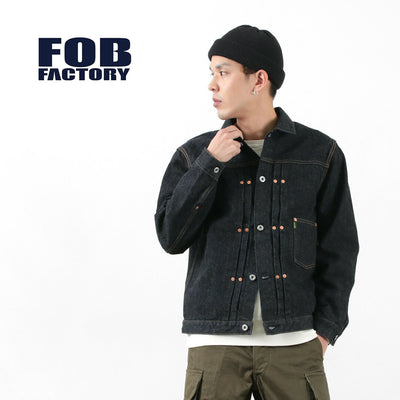 FOB FACTORY（FOBファクトリー） F2432 セルヴィッチ 14.75oz ガレージ デニム メンズ ライトアウター ジャケット Gジャン 1st 日本製 SELVEDGE GARAGE DENIM JKT クリスマス プレゼント ギフト
