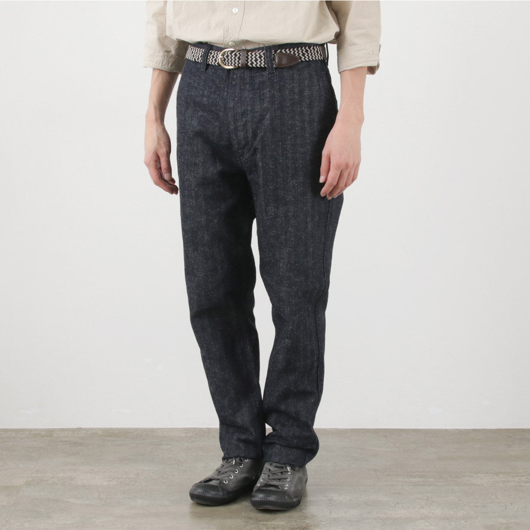 FOB FACTORY（FOBファクトリー） F0516 コットンヘンプ ヘリンボーン トラウザー / メンズ テーパード ワークパンツ 日本製 C/H HERRINGBONE TROUSERS