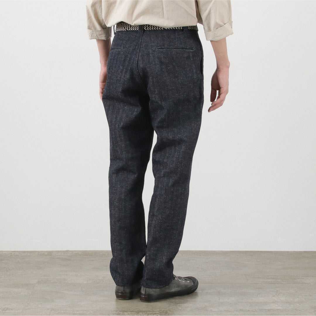 FOB FACTORY（FOBファクトリー） F0516 コットンヘンプ ヘリンボーン トラウザー / メンズ テーパード ワークパンツ 日本製 C/H HERRINGBONE TROUSERS