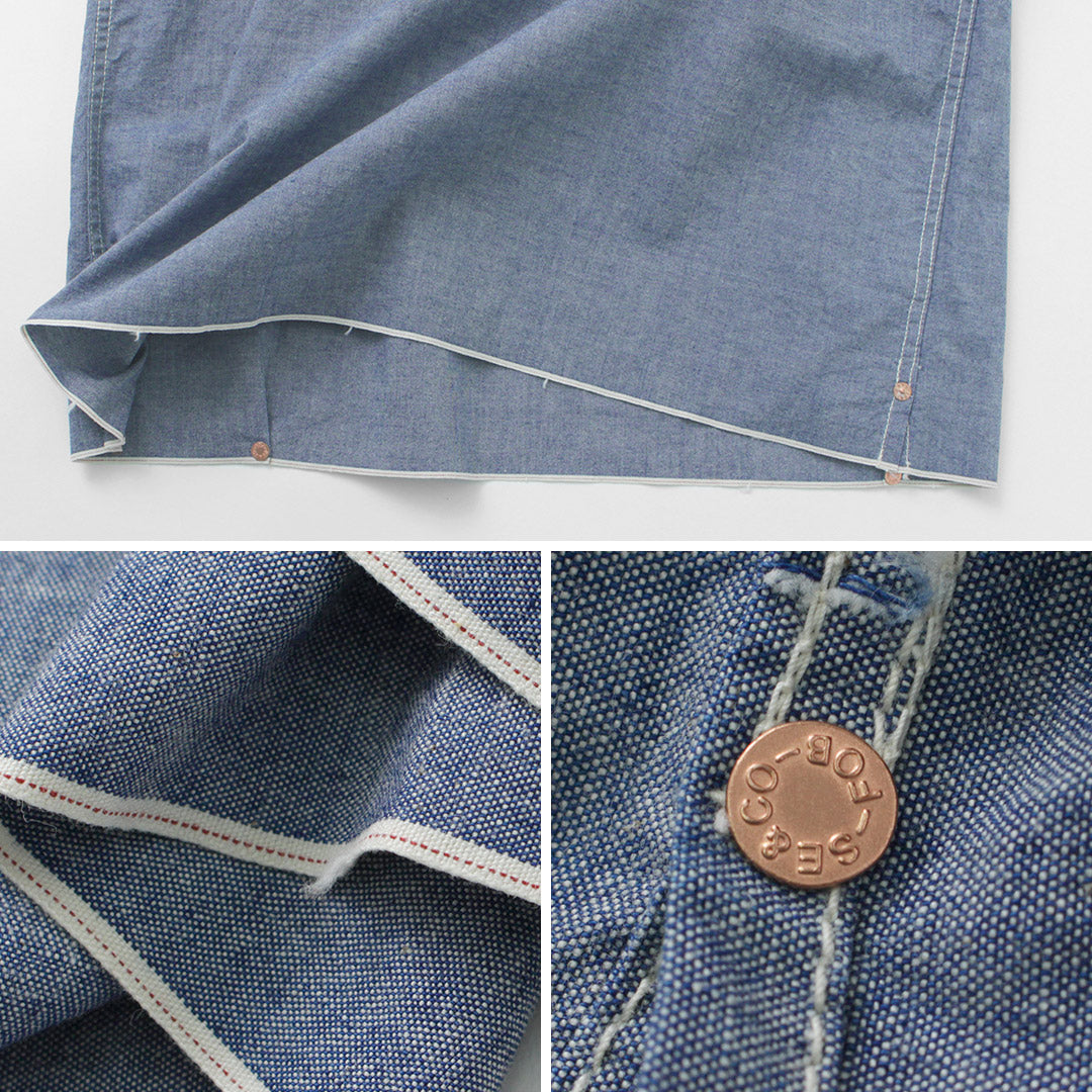 FOB FACTORY（FOBファクトリー） F3487 シャンブレー プルオーバーシャツ メンズ アウトドア 長袖 無地 コットン 日本製 CHAMBRAY P/O SHIRT